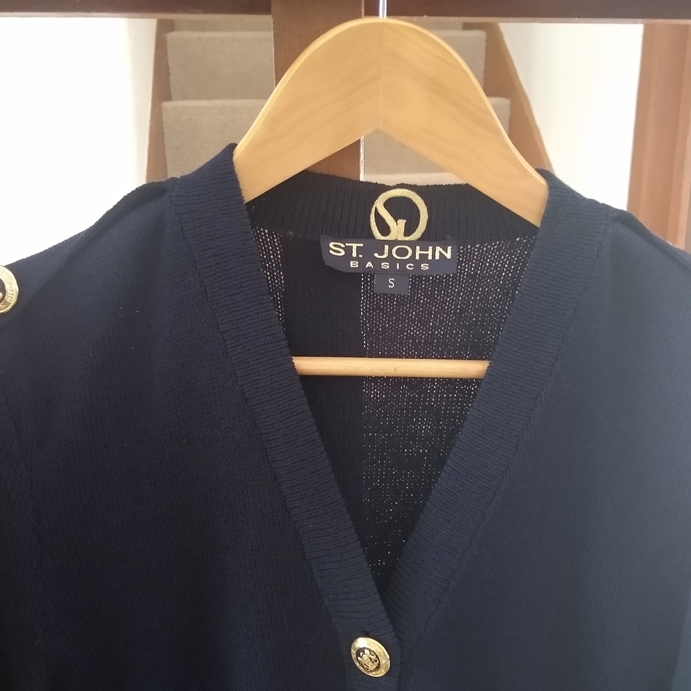 St. John Knit Classic Navy Blue Pant Suit SZ 4/S.